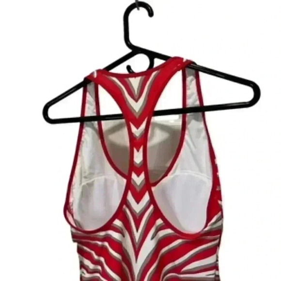 NEW Michael Kors 1 Piece Racerback Red Striped Swimsuit Women’s Sz 10‎ NWT - Picture 8 of 11